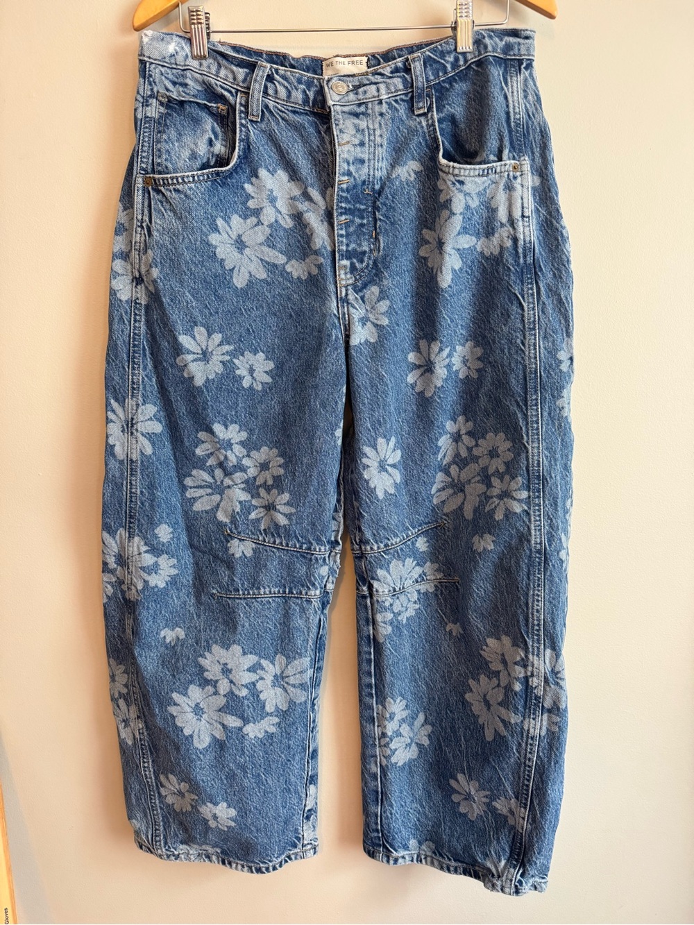 We the free people good luck barrel jeans 30 floral flowers boho euc - Picture 2 of 9